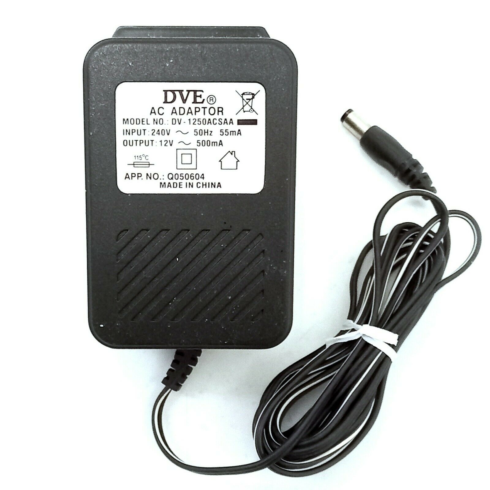 DVE AC Adapter DV-1250ACSAA 12v Power Supply Brand: DVE Output Voltage: 12 V Type: AC/DC Adapter Colour: Black Connecti